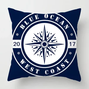 Housse de coussin marin bateau bleu ancre et gouvernail Housse de coussin marin bateau bleu ancre et gouvernail