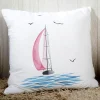 Housse de coussin marin blanche bateau oiseaux poissons et coeur 9