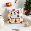 Housse de coussin Noel broderie de cerfs sous la neige 6