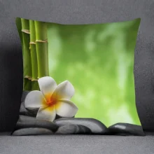 Housse de coussin nature zen bambou et pierres en forêt verdoyante relaxante Housse de coussin nature zen bambou et pierres en forêt verdoyante relaxante 9