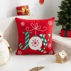 Housse de coussin Noel broderie de cerfs sous la neige 8