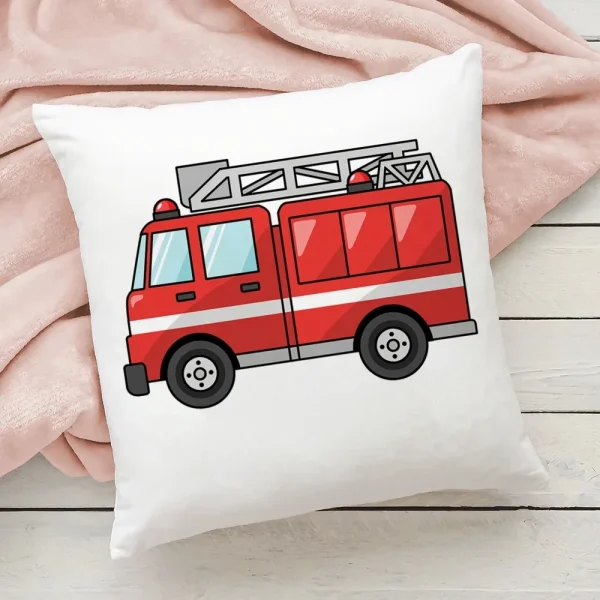 Housse de coussin enfant bus et camion de chantier