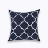 Housse de coussin broderie bleu marine mosaïque géométriques blancs 7