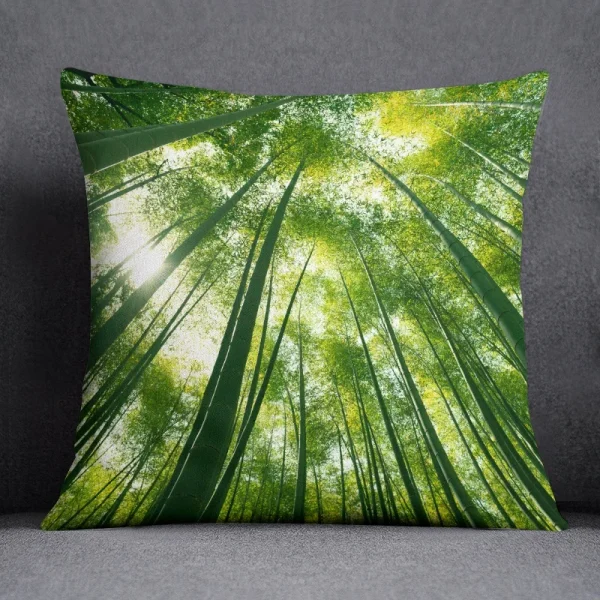 Housse de coussin nature zen bambou et pierres en forêt verdoyante relaxante Housse de coussin nature zen bambou et pierres en forêt verdoyante relaxante 10