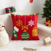 Housse de coussin Noel broderie de cerfs sous la neige 4