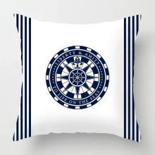 Housse de coussin marin bateau bleu ancre et gouvernail Housse de coussin marin bateau bleu ancre et gouvernail 3