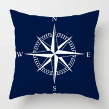 Housse de coussin marin bateau bleu ancre et gouvernail Housse de coussin marin bateau bleu ancre et gouvernail 4