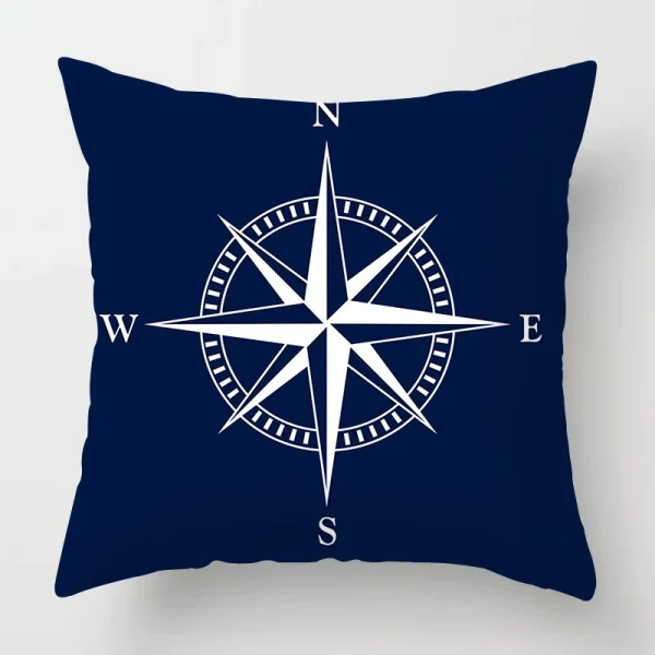Housse de coussin marin bateau bleu ancre et gouvernail Housse de coussin marin bateau bleu ancre et gouvernail 4