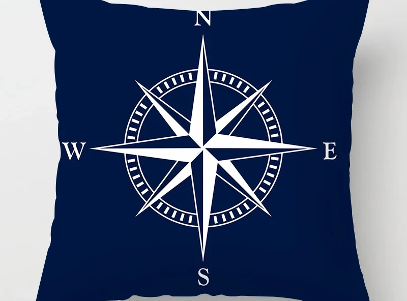 Housse de coussin marin bateau bleu ancre et gouvernail 4