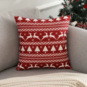 Housse de coussin Noël mosaïque de cerf et père noel 11