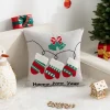 Housse de coussin Noel broderie de cerfs sous la neige 11