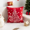 Housse de coussin Noel broderie de cerfs sous la neige 14