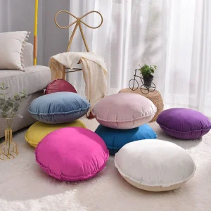 Housse de coussin ronde en velours 45x45cm Housse de coussin ronde en velours 45x45cm 1