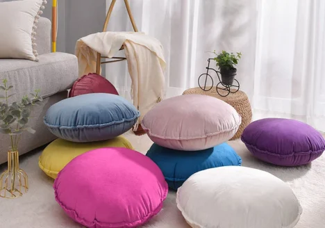 Housse de coussin ronde en velours 45x45cm 1