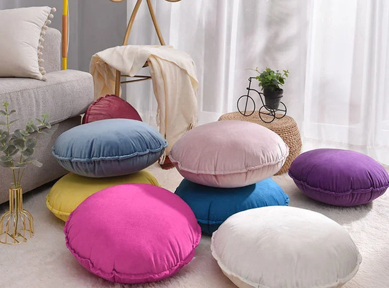 Housse de coussin ronde en velours 45x45cm 1
