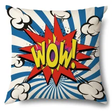 Housse de coussin style pop art avec onomatopée WOW colorée Housse de coussin style pop art avec onomatopée WOW colorée 4