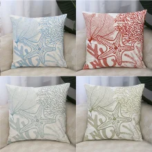 Housse de coussin marin étoile de mer brodée au milieu du corail Housse de coussin marin étoile de mer brodée au milieu du corail 2