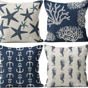 Housses de coussin marin mosaïque de faune marine 1