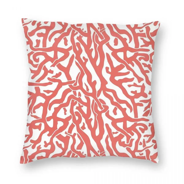 Housse de coussin Marin motif corail sur fond blanc élégant Housse de coussin Marin motif corail sur fond blanc élégant 2