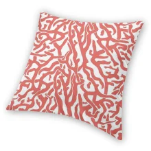 Housse de coussin Marin motif corail sur fond blanc élégant Housse de coussin Marin motif corail sur fond blanc élégant 3