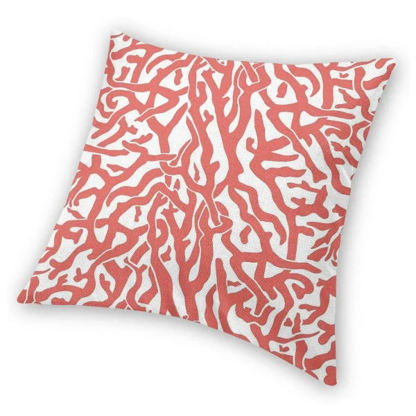 Housse de coussin Marin motif corail sur fond blanc élégant Housse de coussin Marin motif corail sur fond blanc élégant 3