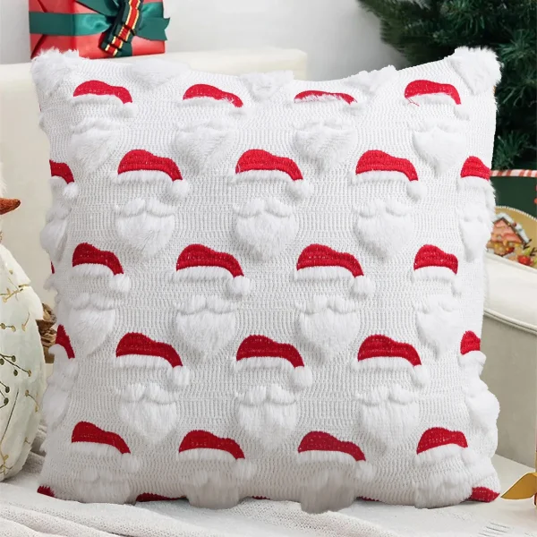 Housse de coussin noel brodé de sapin verte et étoiles dorées Housse de coussin noel brodé de sapin verte et étoiles dorées 6