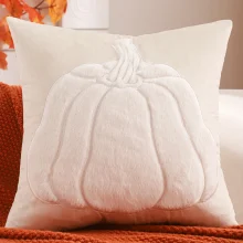 Housse de coussin brodé feuille d'érable et citrouilles d'halloween 4