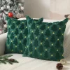 Housse de coussin noel brodé de sapin verte et étoiles dorées 8