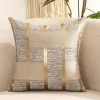 Housse de coussin scandinave géométrique rayure doré gris beige et noir 7