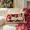 Housse de coussin village de noël et sapin enneigé 7