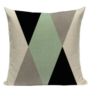 Housse de coussin scandinave géométrique vert turquoise 2