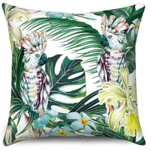 Housse de coussin nature tropicale perroquet et bougainvillier Housse de coussin nature tropicale perroquet et bougainvillier 5