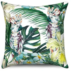Housse de coussin nature tropicale perroquet et bougainvillier 5