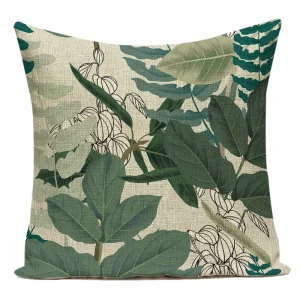 Housse de coussin nature tropicale feuille et plante 3