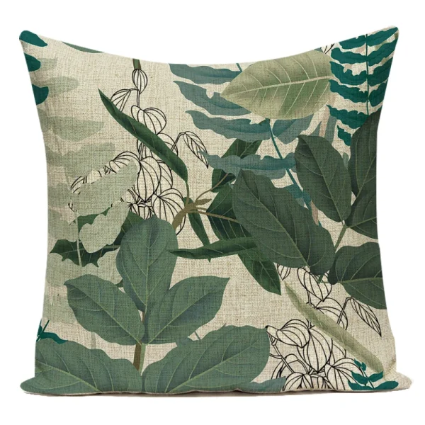 Housse de coussin nature tropicale feuille et plante 3