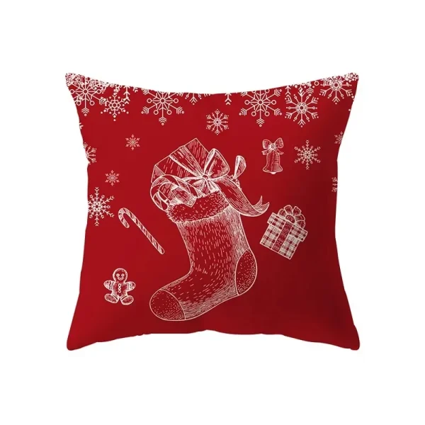 Housse de coussin Noël symboles des fêtes rouges et blancs variés Housse de coussin Noël symboles des fêtes rouges et blancs variés 4