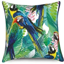 Housse de coussin nature tropicale perroquet et bougainvillier 2
