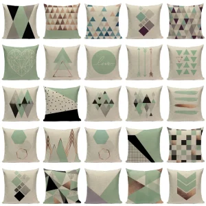 Housse de coussin scandinave géométrique vert turquoise Housse de coussin scandinave géométrique vert turquoise 1