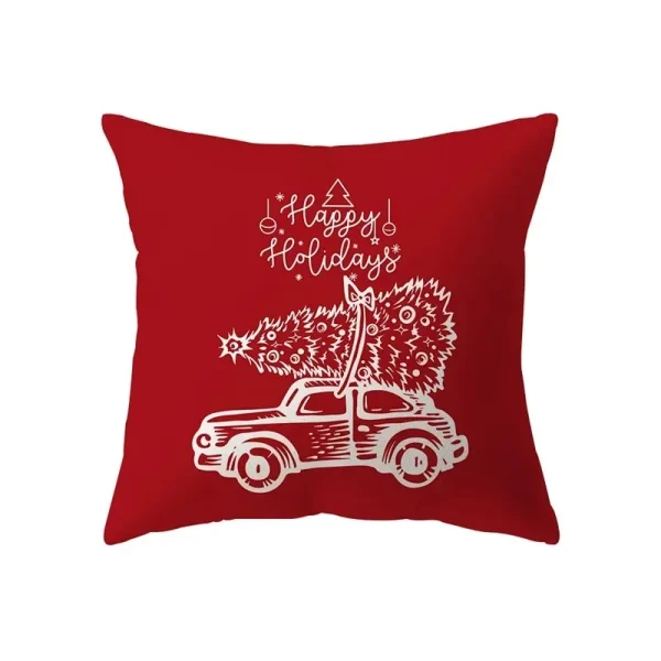 Housse de coussin Noël symboles des fêtes rouges et blancs variés Housse de coussin Noël symboles des fêtes rouges et blancs variés 3