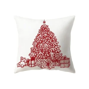Housse de coussin Noël symboles des fêtes rouges et blancs variés 10