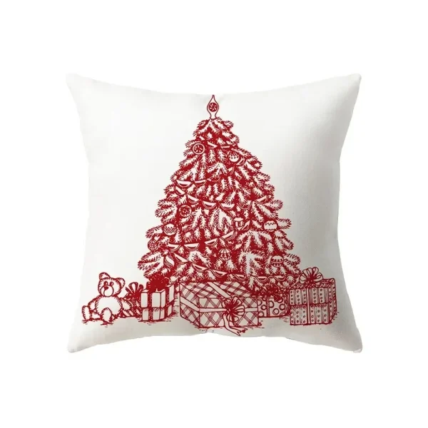 Housse de coussin Noël symboles des fêtes rouges et blancs variés 10