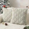 Housse de coussin noel brodé de sapin verte et étoiles dorées 5