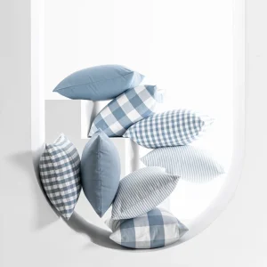 Housse de coussin modernes rayures et carreaux bleu clair Housse de coussin modernes rayures et carreaux bleu clair 2