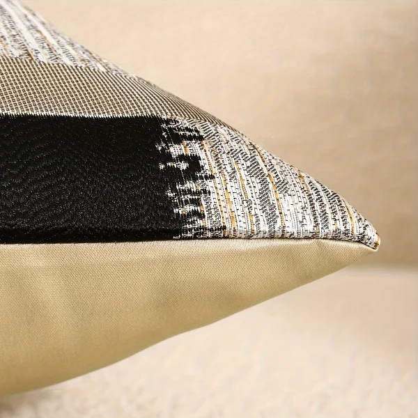 Housse de coussin scandinave géométrique rayure doré gris beige et noir Housse de coussin scandinave géométrique rayure doré gris beige et noir 4