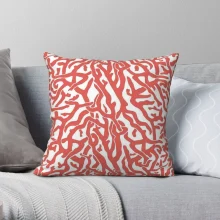 Housse de coussin Marin motif corail sur fond blanc élégant 1