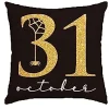 Housse de coussin halloween citrouille dorée et chat noir 8