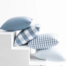 Housse de coussin modernes rayures et carreaux bleu clair Housse de coussin modernes rayures et carreaux bleu clair 3