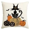 Housse de coussin halloween citrouille dorée et chat noir 6