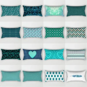 Housse de coussin nature tropicale bleu coeur de jungle Housse de coussin nature tropicale bleu coeur de jungle 1