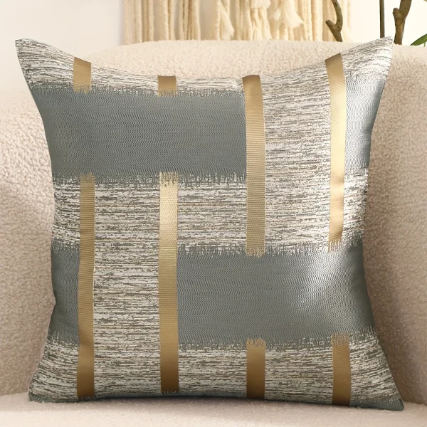 Housse de coussin scandinave géométrique rayure doré gris beige et noir Housse de coussin scandinave géométrique rayure doré gris beige et noir 3